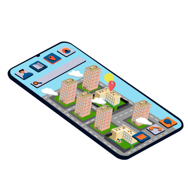 istock A man falls into the phone, hanging on the edge, on a city map. Navigation map and other applications. 1172516251
