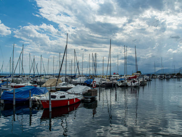 istock Boats in Harbor on Lake Neuchatel 1172516980