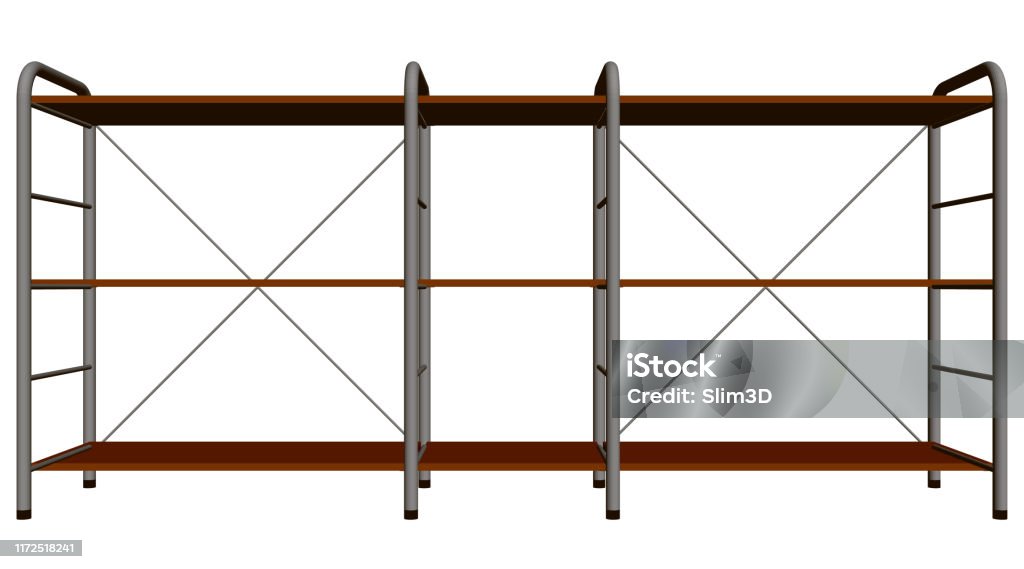 Storage Racks Graphic Rack With Shelves For Goods Front View 3d Vector Illustration Stock ...