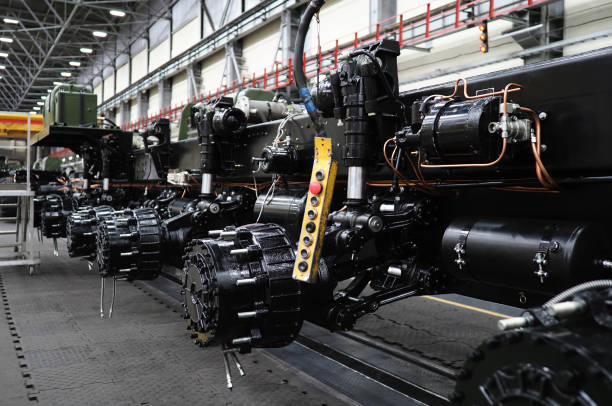 istock Heavy wheeled tractor on the assembly 1172518467