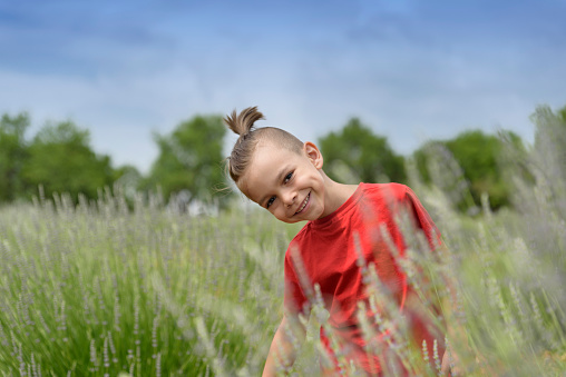 smiling child in the field