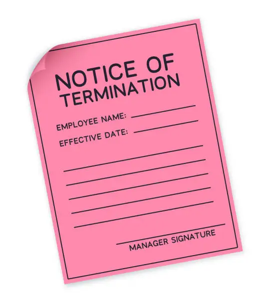 Vector illustration of Pink Slip Notice of Termination
