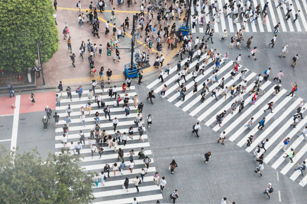 istock A bird's eye view of crowds walking on crossing 1172533244