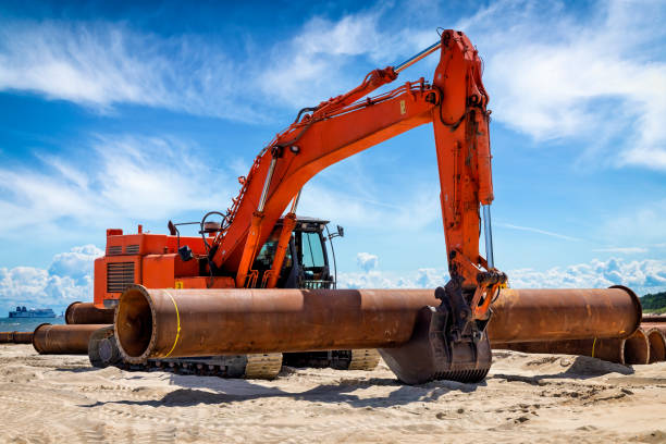 istock Construction of a pipeline at the seaside 1172536427