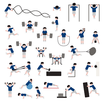 People exercising icon set. Vector. eps10.