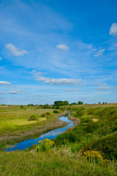istock Beautiful summer landscape with river and green hills 1172542167