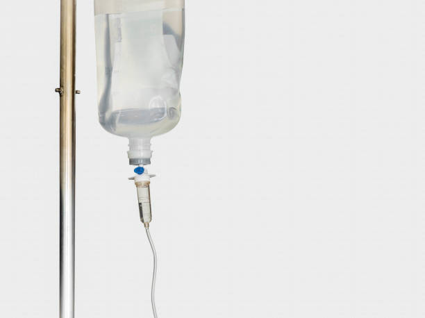 istock IV intravenous bag with dropper and tube dispose with medicine solution 1172547695