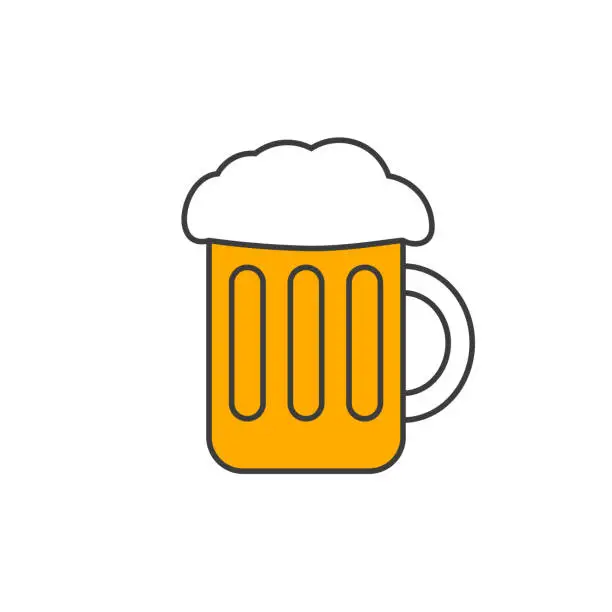 Vector illustration of Beer mug outline icon. Glass with foam. Vector illustration.