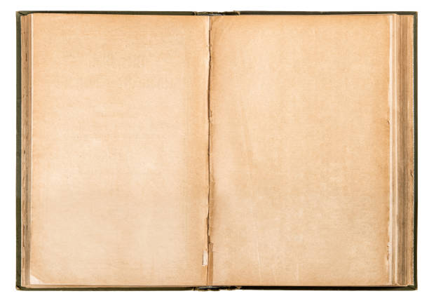 istock Open old book used paper isolated white background 1172557152