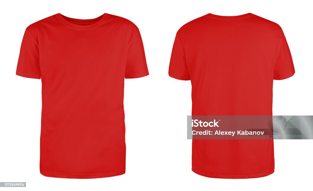 Mens Red Blank Tshirt Templatefrom Two Sides Natural Shape On Invisible  Mannequin For Your Design Mockup For Print Isolated On White Background  Stock Photo - Download Image Now - iStock