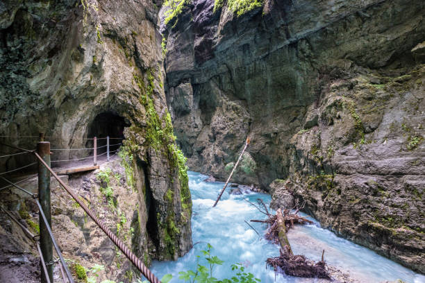 The fascinating Partnach Gorge in Germany The fascinating touristic wildwater Partnach Gorge in Germany partnach gorge stock pictures, royalty-free photos & images