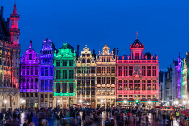 istock Brussels Grand Place by night and its colour show 1172562392