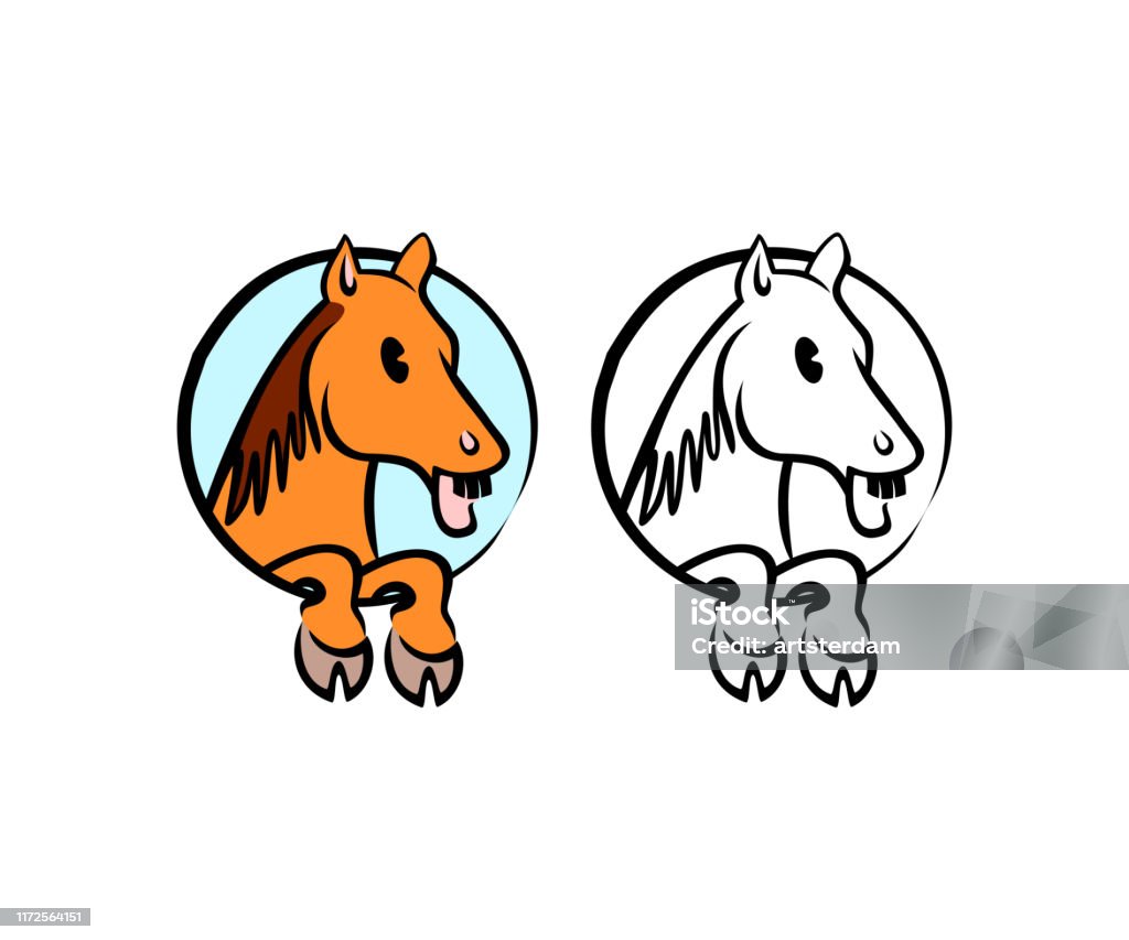 Horse Cartoon Character In Circle Design Animal Pet Hippodrome Horse Racing  And Ranch Vector Design And Illustration Stock Illustration - Download  Image Now - iStock