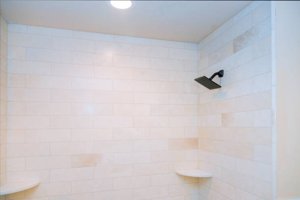 istock Shower head in private bathroom, design of home interior 1172572375