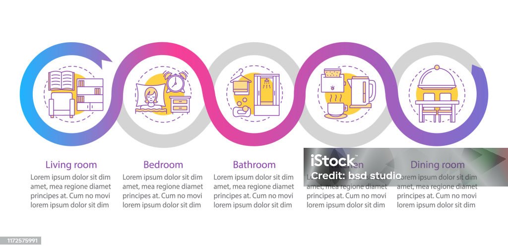 Interior Design Vector Infographic Template Stock Illustration ...