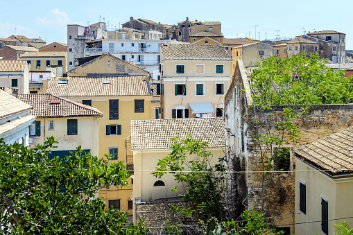 Corfu, panoramic view of old town.