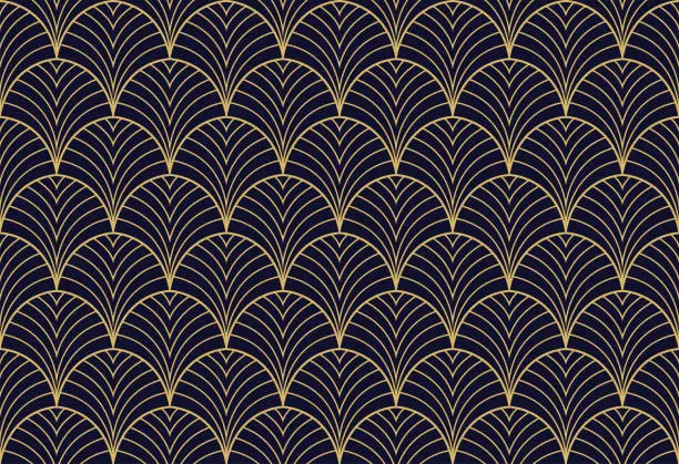 Vector illustration of Elegant art nouveau seamless pattern. Abstract minimalist background. Geometric art deco texture.