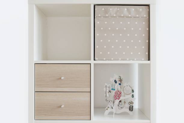 istock Modern furniture, white shelves 1172578977