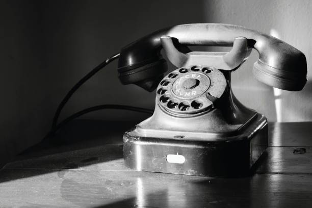 istock Abandoned nostalgic old style dial telephone in black and white 1172579006