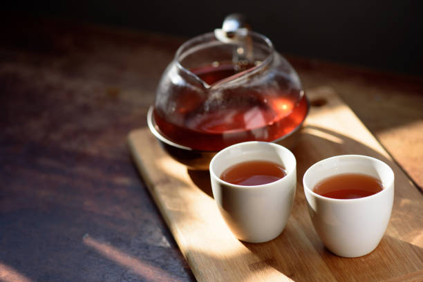Image of Chinese tea cups and tea pot set.