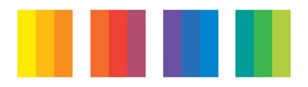 аналоговые цвета триады, спектральная гармоническая схема. - triad stock illustrations
