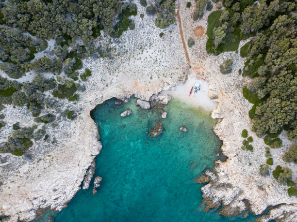 istock Kayaking couple on beach from above 1172587274