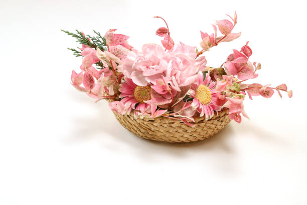 Pictured transvaal daisy and gerbera,carnation in the basket.