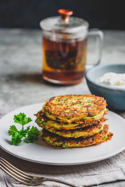 istock Zucchini parmesan pancakes with dip 1172590646