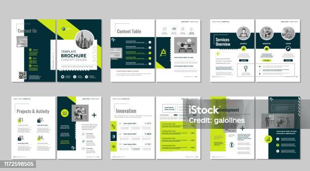 Brochure Creative Design Multipurpose Template Include Cover Back And Inside Pages Trendy Minimalist Flat Geometric Design - Arte vetorial de stock e mais imagens de Plano - Documento