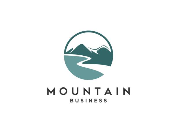 абстрактный дизайн логотипа на открытом воздухе с горой и природой. гора и открытый приключенческий логотип дизайн вдохновения - hill stock illustrations