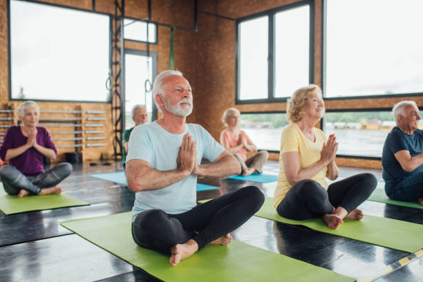 Group of seniors attending a meditation class