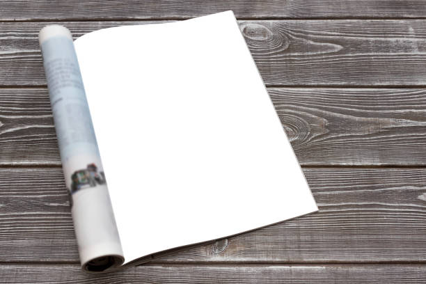 istock Mock-up magazine or catalog on wooden table. Blank page or notepad on wood background. 1172609745