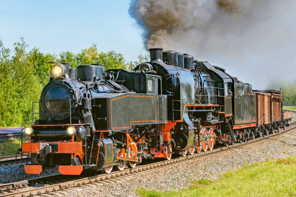 istock Steam freight train departs from the railway station. 1172611274