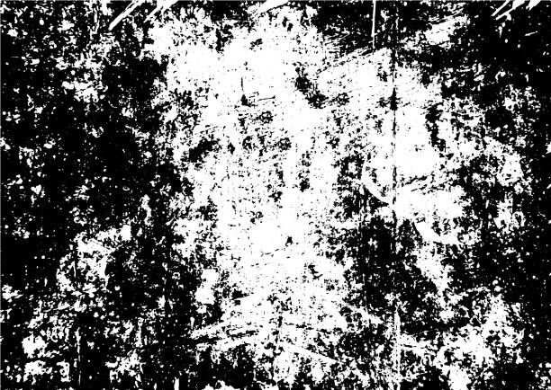 ilustrações de stock, clip art, desenhos animados e ícones de black and white grunge urban texture vector with copy space. abstract illustration surface dust and rough dirty wall background with empty template. distress or dirt and damage effect concept - vector - 2322