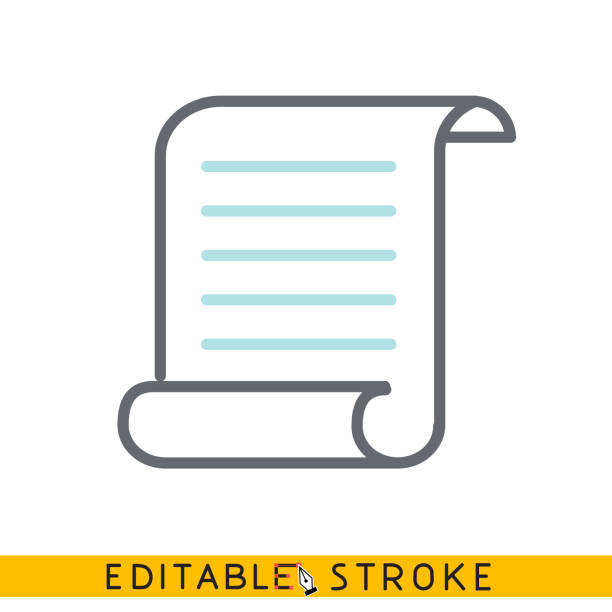 ilustrações de stock, clip art, desenhos animados e ícones de scroll icon. easy editable stroke line icon. - rolo de papel