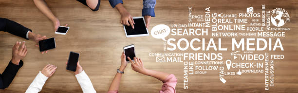 istock Social media and people network technology concept 1172641504
