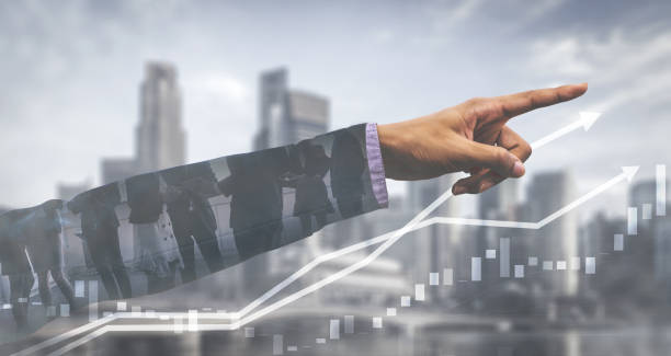 istock Double Exposure Image of Business Profit Growth 1172641602