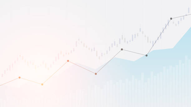 абстрактный финансовый график с графиком восходящей линии на фондовом рынке на белом цветном фоне - finance graph financial figures backgrounds stock illustrations