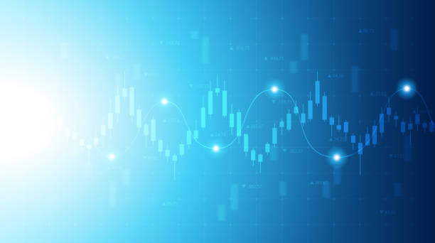 istock Abstract financial chart with candlestick graph in stock market on blue colour background 1172648036