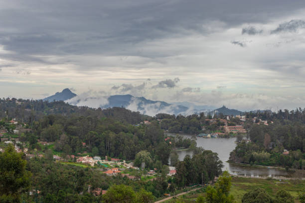 kodaikanal lake view from upper lake view point image is showing the natural beauty of kodaikanal india.