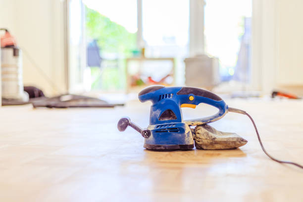 istock Renovating at home: sander tool for refreshing and grinding the wooden parquet floor 1172656059