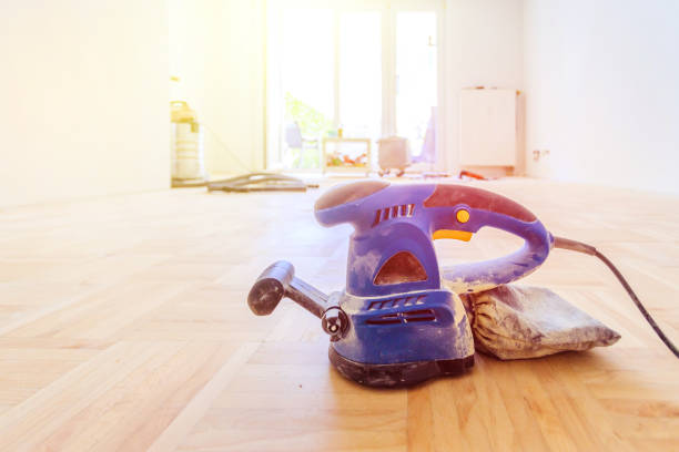 istock Renovating at home: sander tool for refreshing and grinding the wooden parquet floor 1172656182