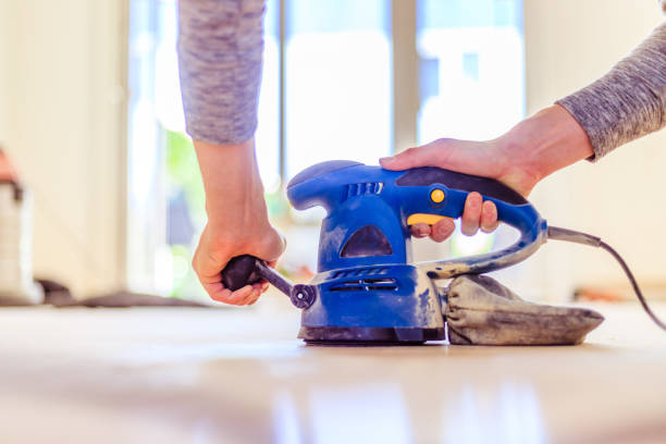 istock Renovating at home: sander tool for refreshing and grinding the wooden parquet floor 1172656347