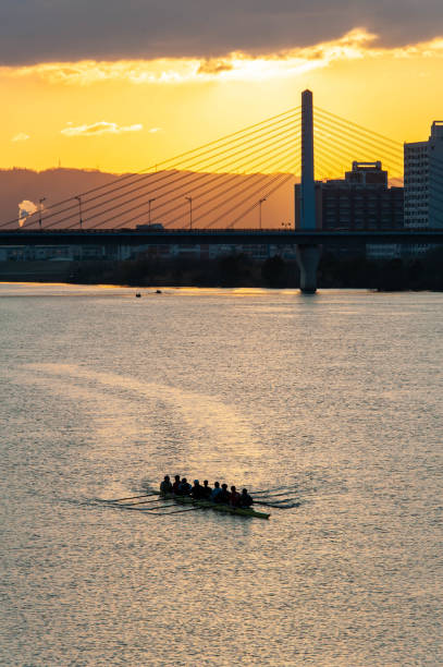 istock Yodogawa Asahi and Bridge and Rowing Boat 1172660273