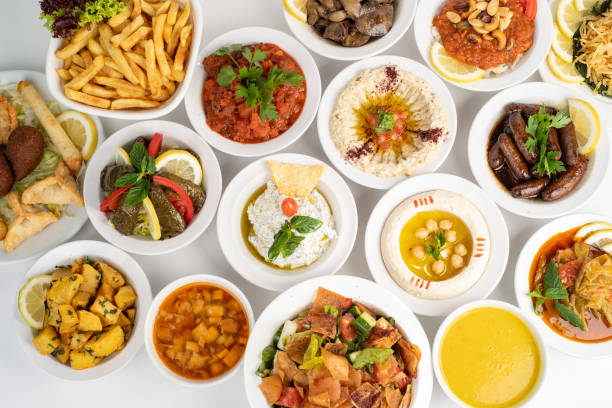 istock Traditional Middle Eastern food isolated on a white background 1172663247