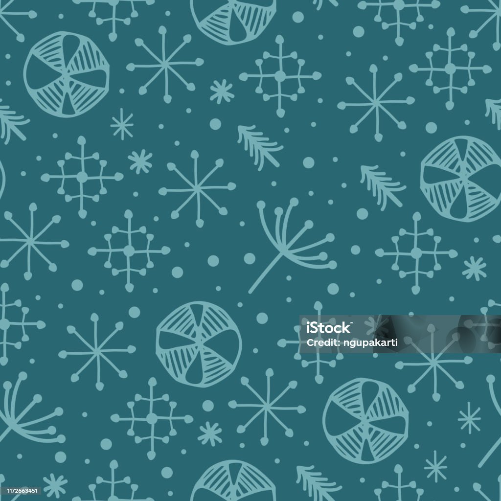 Christmas Drawing Pattern Hand Drawn Snowflake Seamless Pattern For Winter And Christmas Theme ...