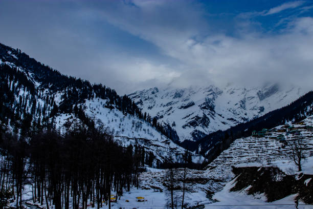 istock Snow at hills with tree and sky 1172664144