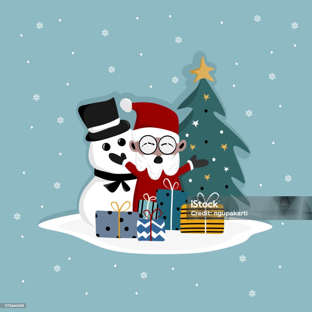 Hình Nền Thiết Kế Chào Giáng Sinh Vui Nhộn Với Ông Già Noel Người Tuyết Cây  Và Quà Tặng Hình minh họa Sẵn có - Tải xuống Hình ảnh Ngay bây giờ -
