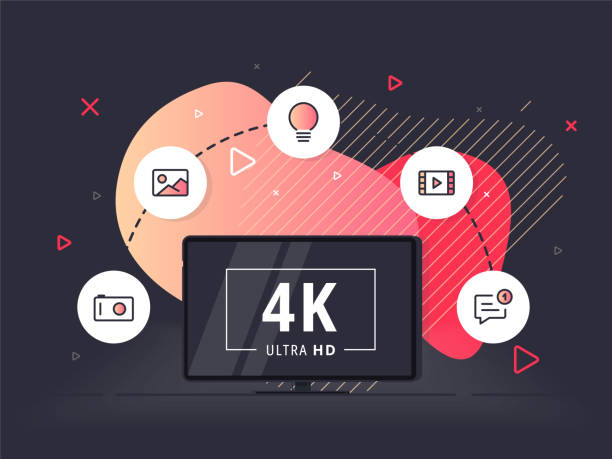 istock Smart home controlled tv with 4k Ultra HD video technology. Internet of things technology of home entertainment system. LED television display on liquid background. 1172664971