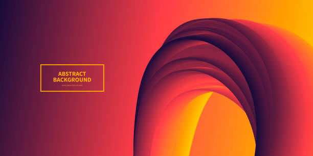 オレンジ色のグラデーションの背景に流体抽象デザイン - abstract backgrounds brown flowing点のイラスト素材／クリップアート素材／マンガ素材／アイコン素材